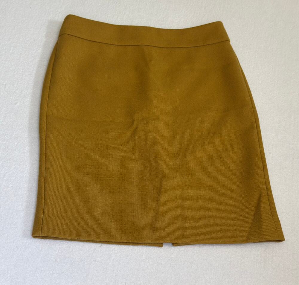 J.Crew Mustard Yellow 100% Wool Pencil Skirt 6